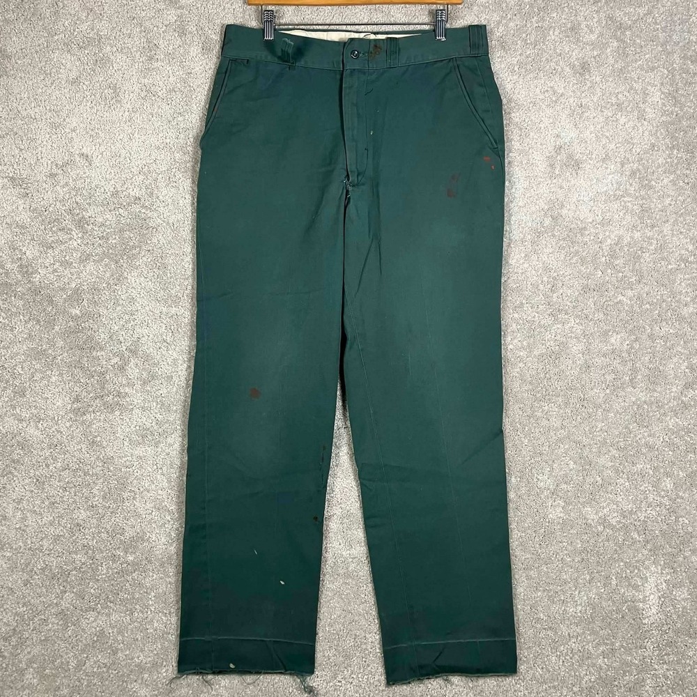 Vintage 70s JCPenney Big Mac No-Iron Green Work Pants Talon Zipper USA 34x29